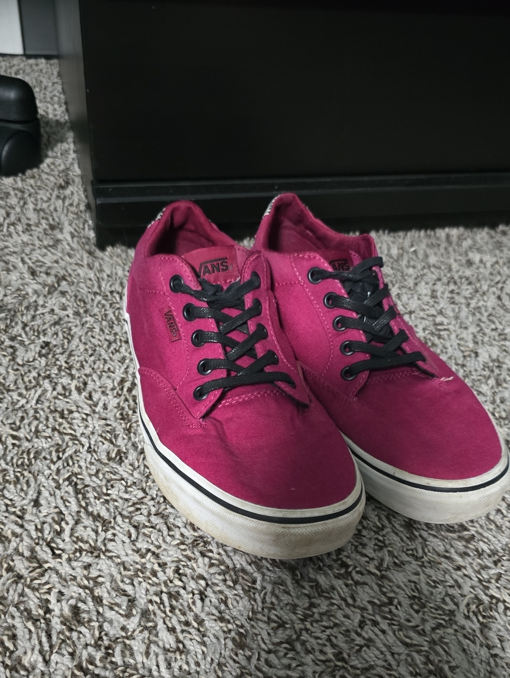 Vans Low Top Canvas Sneakers in Magenta with Black Laces
